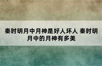 秦时明月中月神是好人坏人 秦时明月中的月神有多美